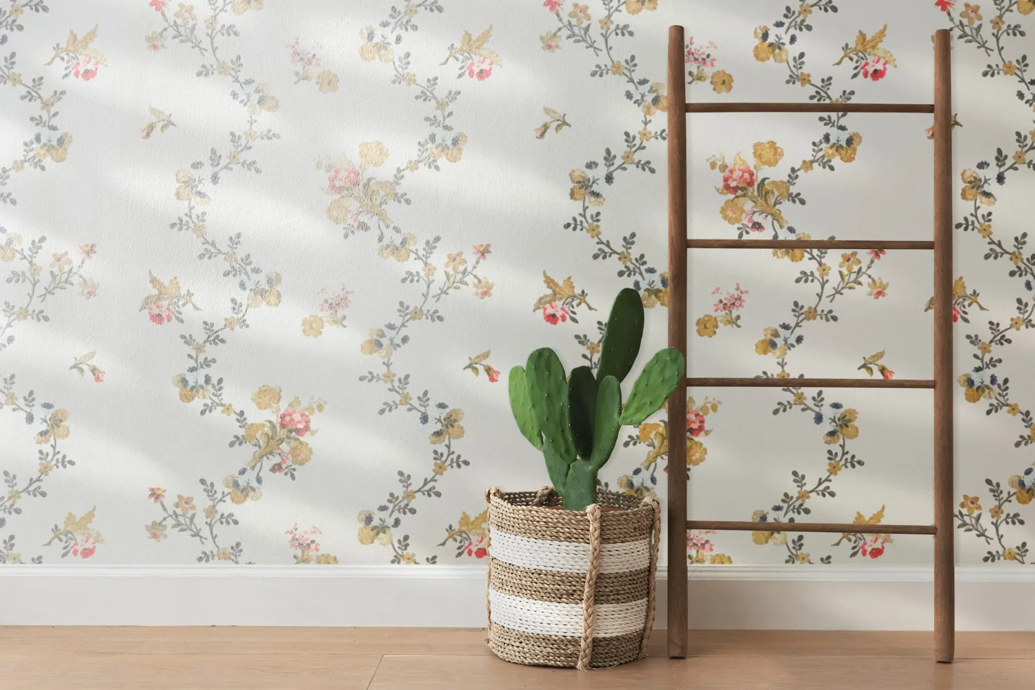 Elegant floral wallpaper design installed in Bay Area home